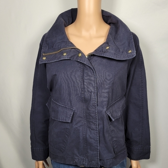 MICHAEL Michael Kors 100% Cotton Navy Jacket with Gold Hardware - Picture 1 of 14